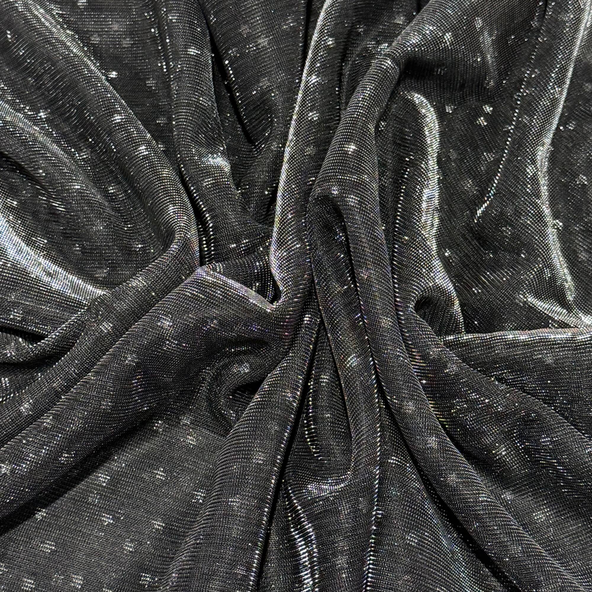 Feldman Silver Dots & Stars Metallic Knit Fabric